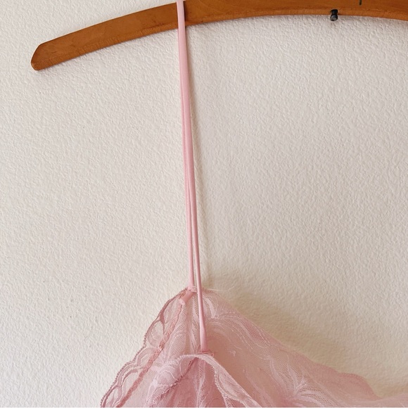 Vintage Glydons nylon baby doll pin up teddy nightie lace light pink size L - Picture 7 of 9